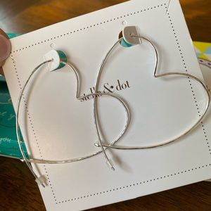 Stella & Dot Essential Hammered Heart Silver Hoops